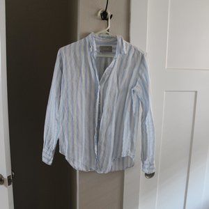 Everlane Blue Striped Lined Button Down, Size 00